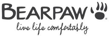 A black and white image of the Bearpaw Logo