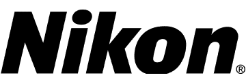 A black and white Nikon logo